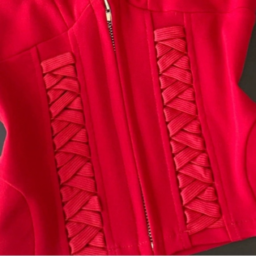 Red Women's Structured Zip-Front Jacket